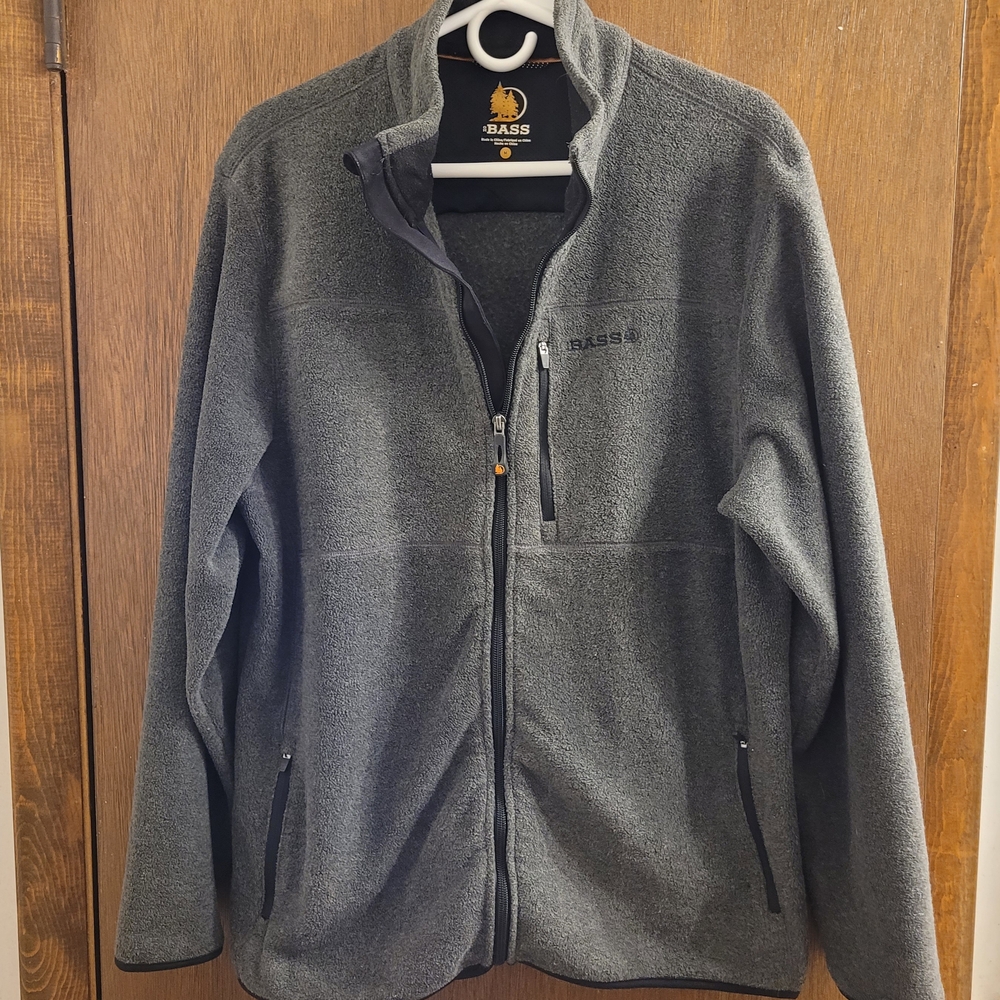 GH Bass Outdoor Fleece Jacket Mens M Full Zip High Neck Pockets Hiking Fall